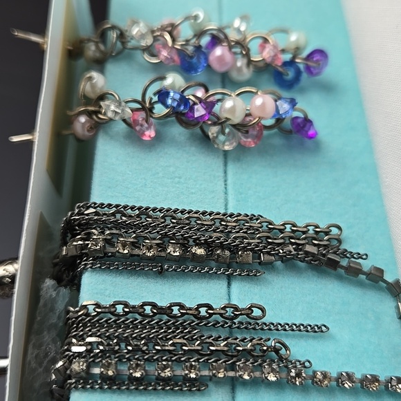 Vintage Multicolor Beaded Rhinestones Dangle Earrings Set Of 2 - Picture 6 of 13